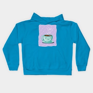 Happy Coffee Purple Kids Hoodie